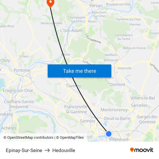 Epinay-Sur-Seine to Hedouville map