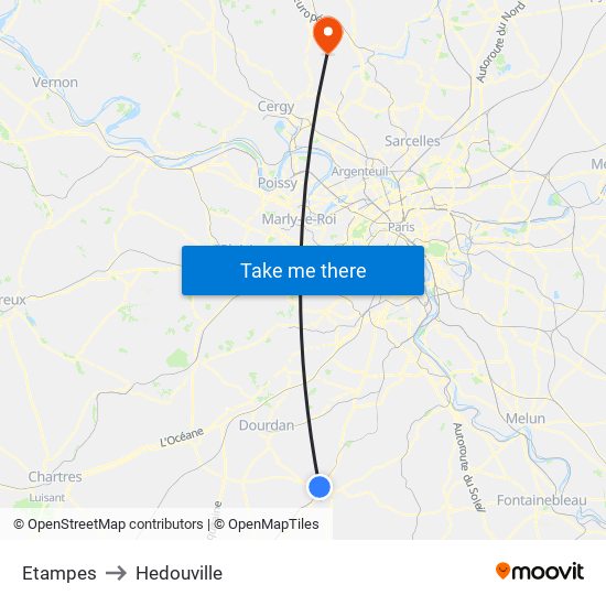 Etampes to Hedouville map