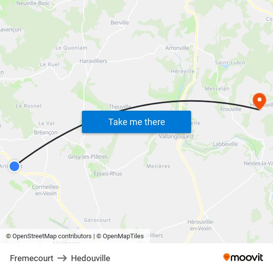 Fremecourt to Hedouville map