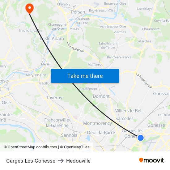 Garges-Les-Gonesse to Hedouville map