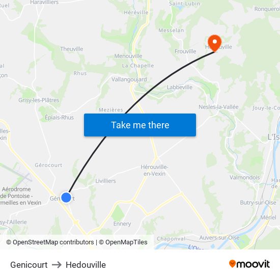 Genicourt to Hedouville map