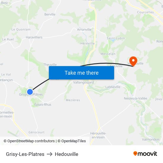 Grisy-Les-Platres to Hedouville map