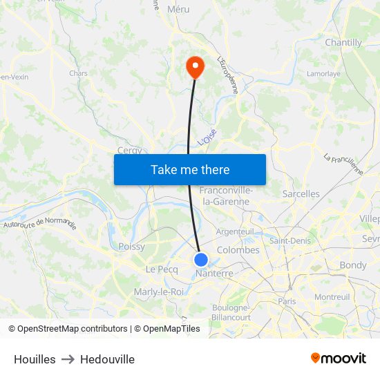 Houilles to Hedouville map