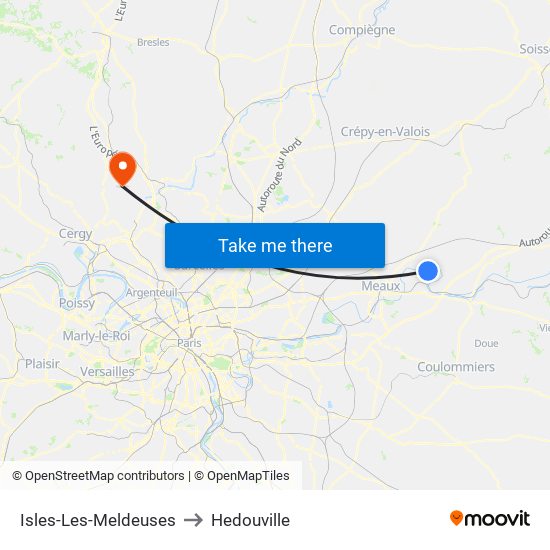 Isles-Les-Meldeuses to Hedouville map