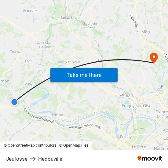 Jeufosse to Hedouville map