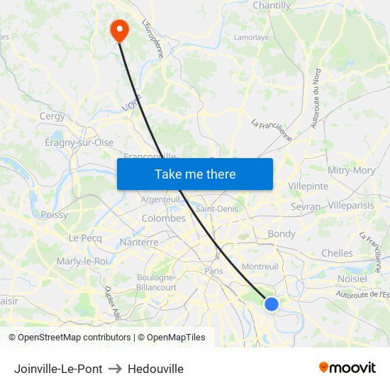 Joinville-Le-Pont to Hedouville map