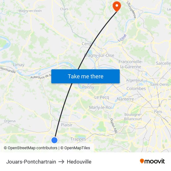 Jouars-Pontchartrain to Hedouville map