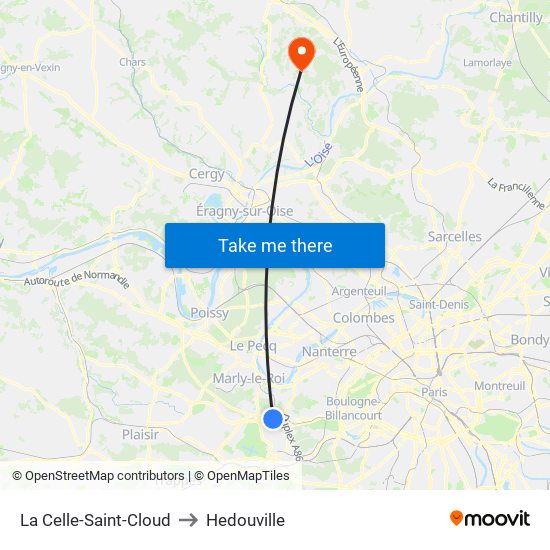 La Celle-Saint-Cloud to Hedouville map