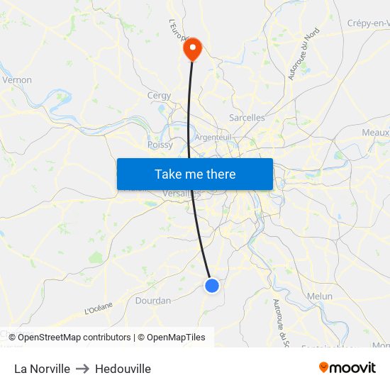 La Norville to Hedouville map