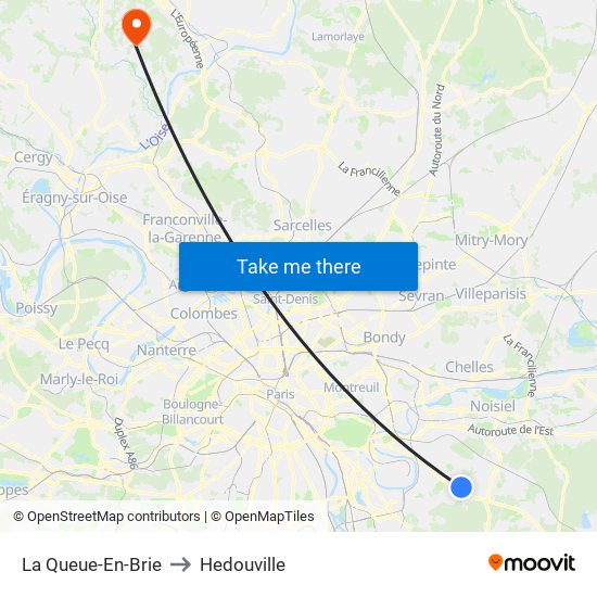 La Queue-En-Brie to Hedouville map