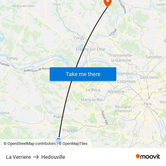 La Verriere to Hedouville map