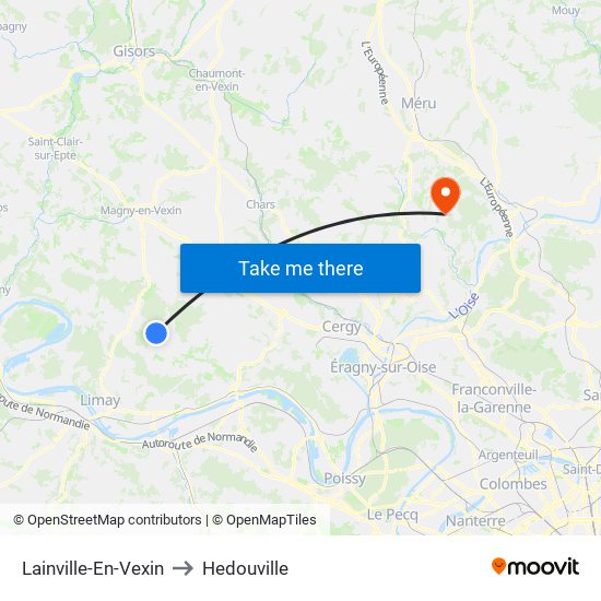 Lainville-En-Vexin to Hedouville map