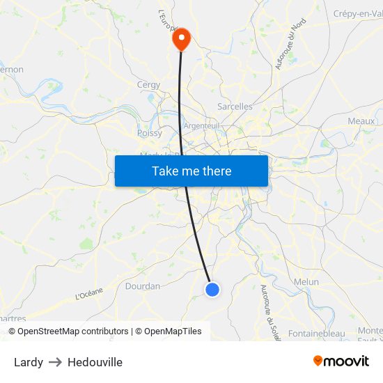 Lardy to Hedouville map