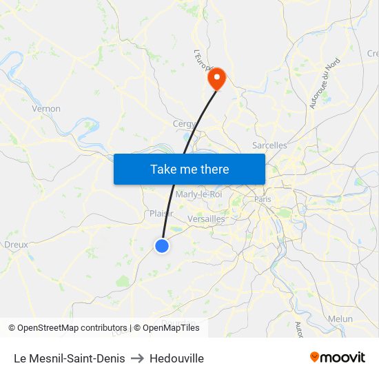 Le Mesnil-Saint-Denis to Hedouville map