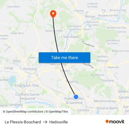 Le Plessis-Bouchard to Hedouville map
