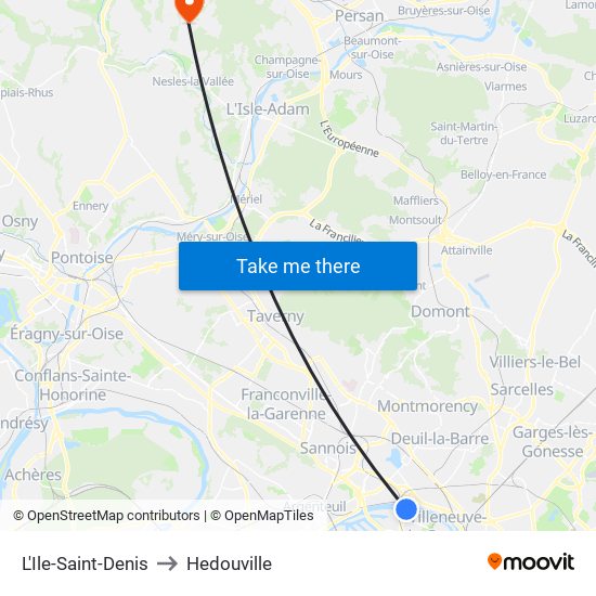 L'Ile-Saint-Denis to Hedouville map