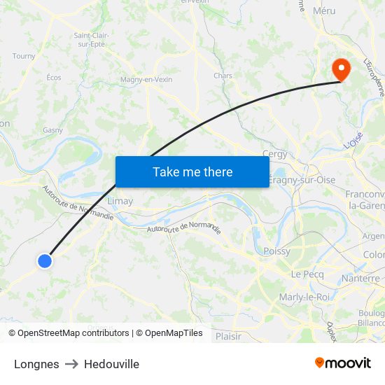 Longnes to Hedouville map