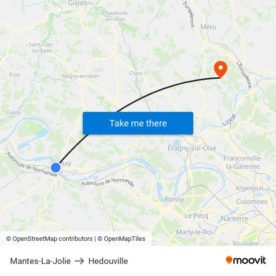 Mantes-La-Jolie to Hedouville map
