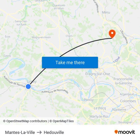 Mantes-La-Ville to Hedouville map