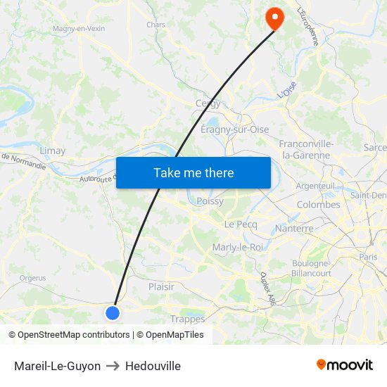 Mareil-Le-Guyon to Hedouville map