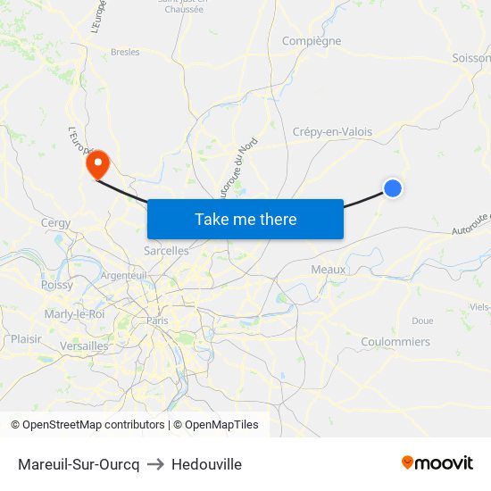 Mareuil-Sur-Ourcq to Hedouville map