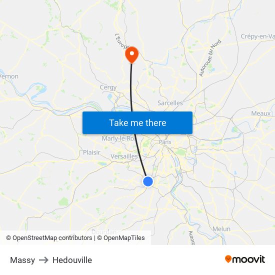 Massy to Hedouville map