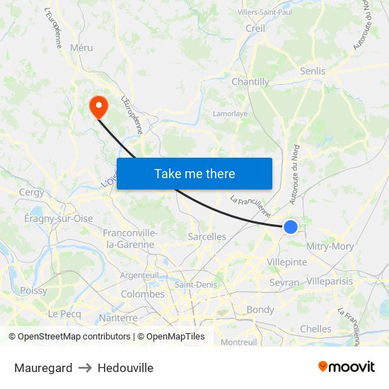 Mauregard to Hedouville map