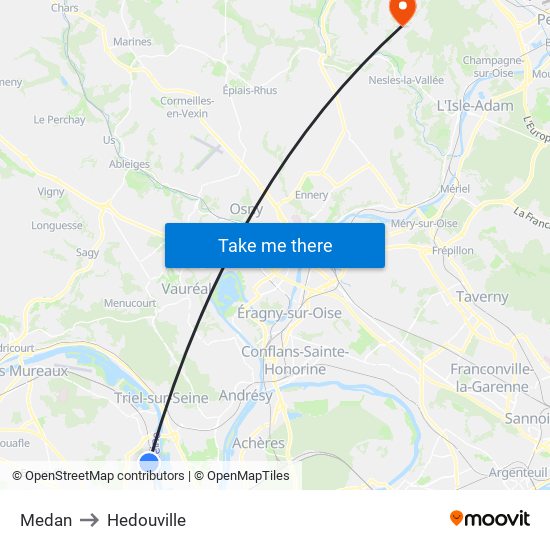 Medan to Hedouville map