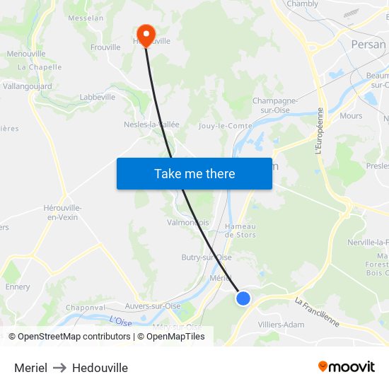 Meriel to Hedouville map