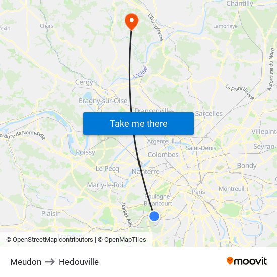 Meudon to Hedouville map