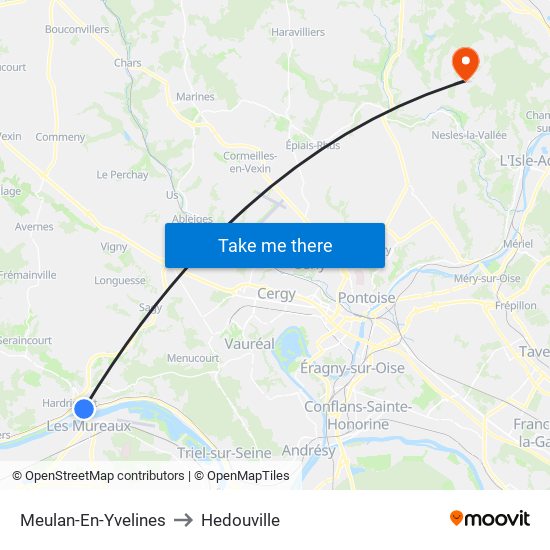 Meulan-En-Yvelines to Hedouville map