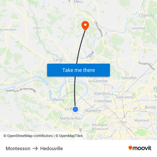 Montesson to Hedouville map