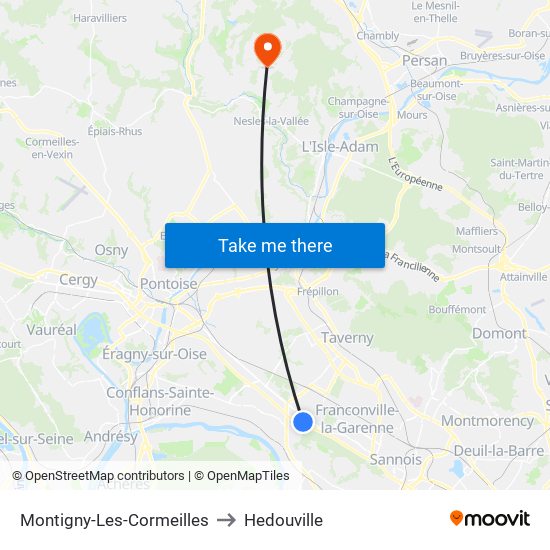 Montigny-Les-Cormeilles to Hedouville map