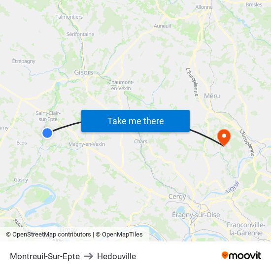 Montreuil-Sur-Epte to Hedouville map