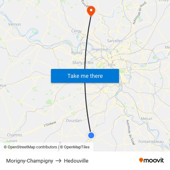 Morigny-Champigny to Hedouville map