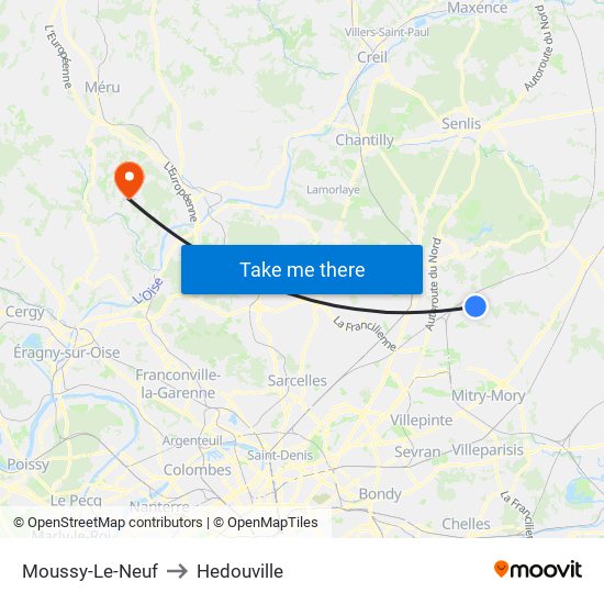 Moussy-Le-Neuf to Hedouville map