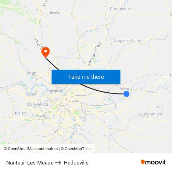 Nanteuil-Les-Meaux to Hedouville map