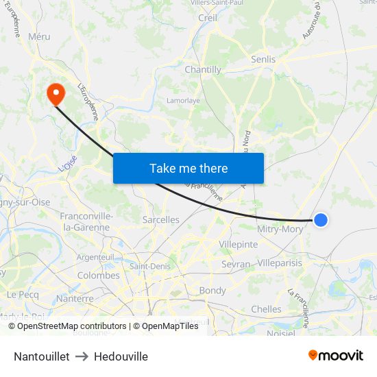 Nantouillet to Hedouville map