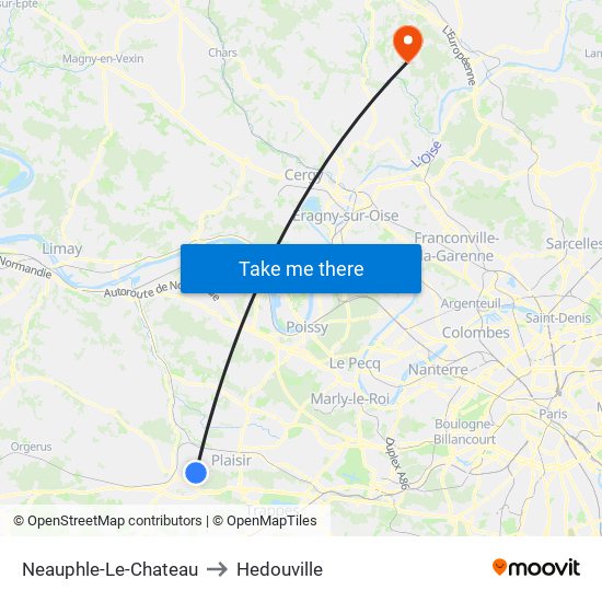 Neauphle-Le-Chateau to Hedouville map