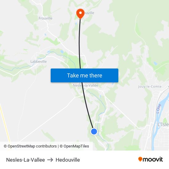 Nesles-La-Vallee to Hedouville map