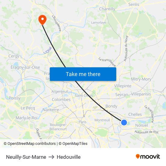 Neuilly-Sur-Marne to Hedouville map