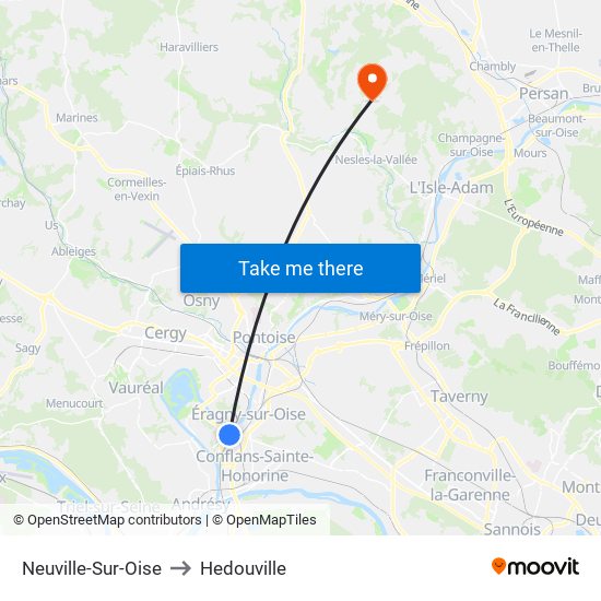 Neuville-Sur-Oise to Hedouville map