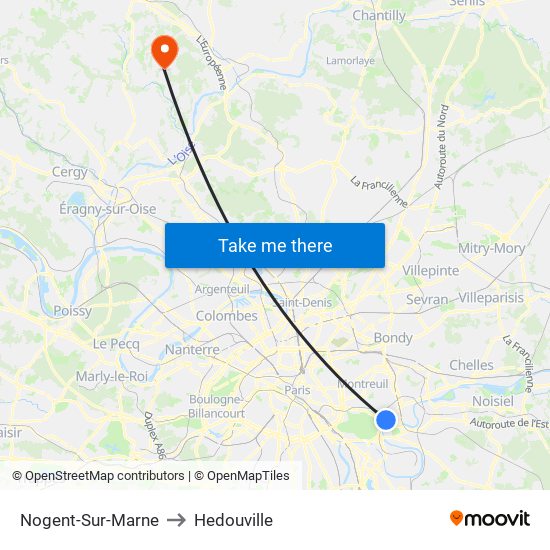 Nogent-Sur-Marne to Hedouville map