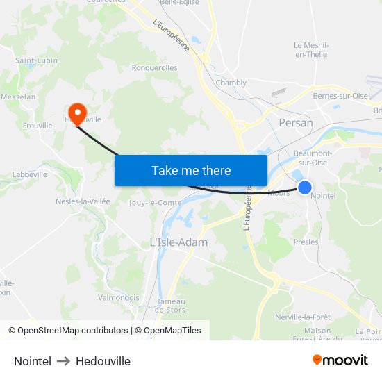 Nointel to Hedouville map