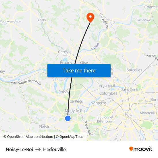 Noisy-Le-Roi to Hedouville map