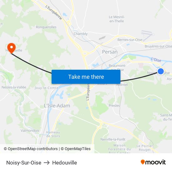 Noisy-Sur-Oise to Hedouville map