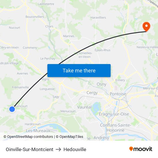 Oinville-Sur-Montcient to Hedouville map