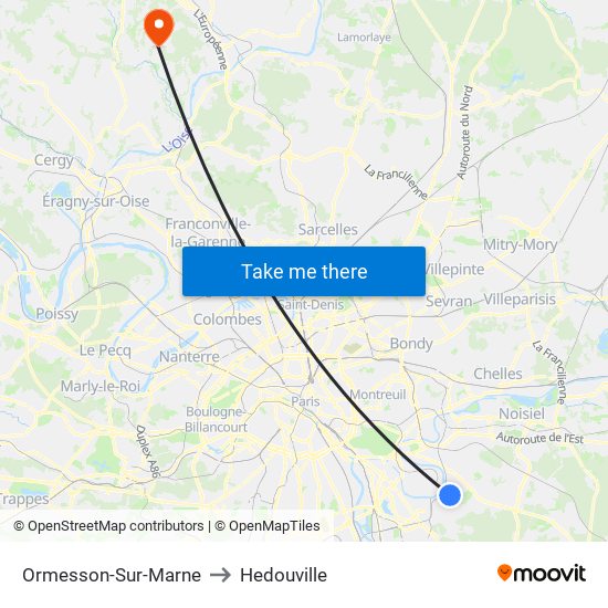 Ormesson-Sur-Marne to Hedouville map
