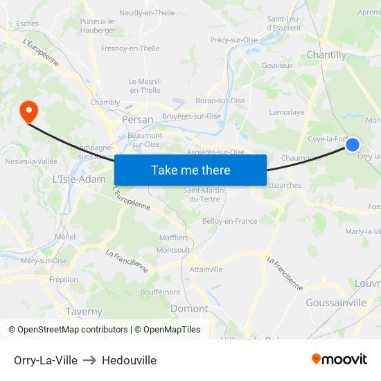 Orry-La-Ville to Hedouville map