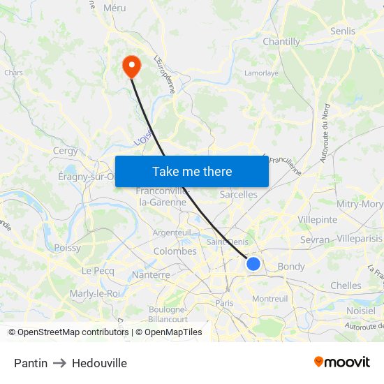 Pantin to Hedouville map